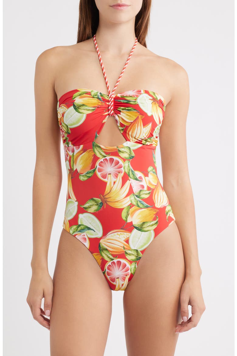 Fruit Print One-Piece Swimsuit, Main, color, RED