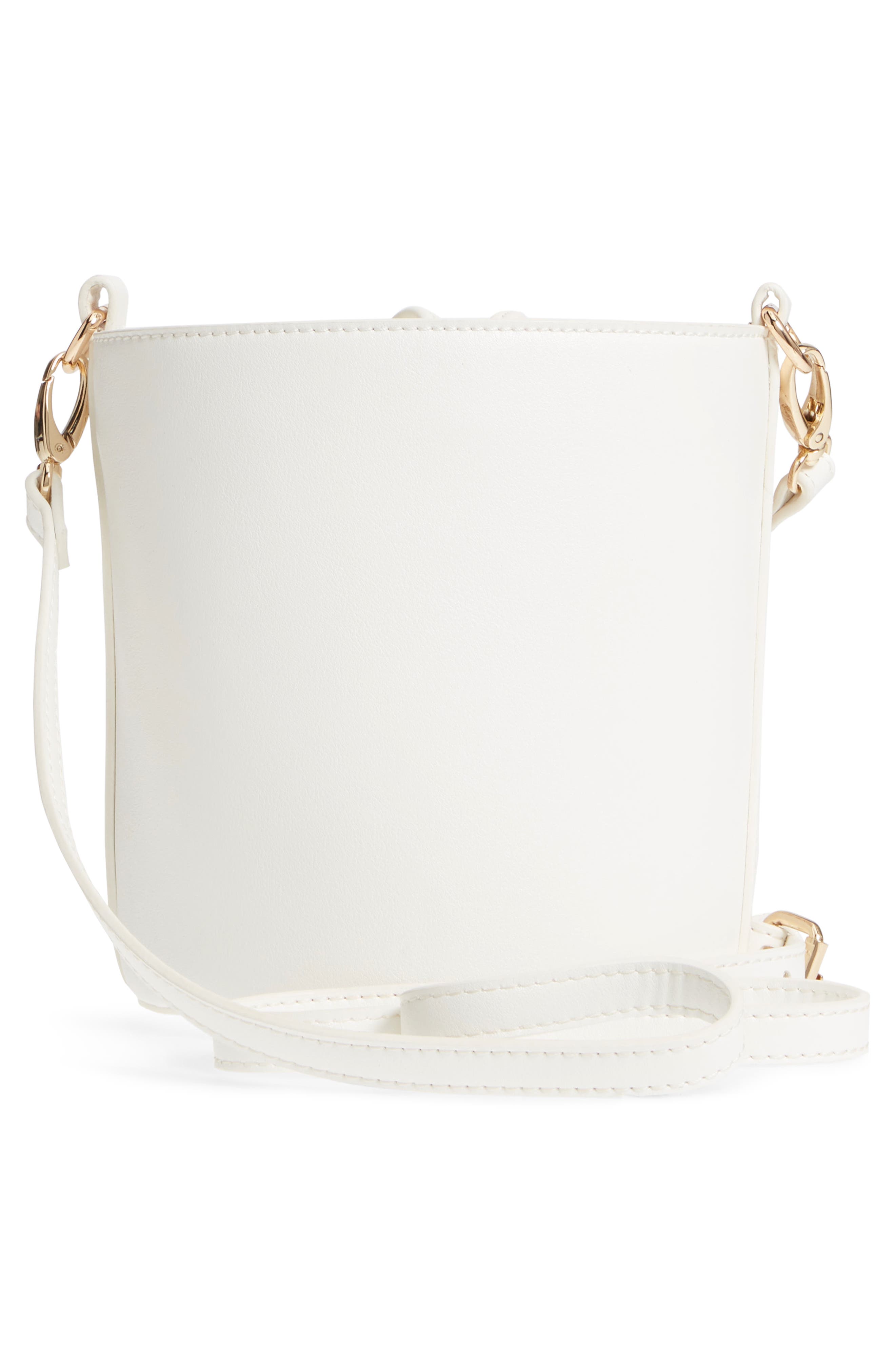 Leith Straw & Faux Leather Bucket Bag, Alternate, color, 