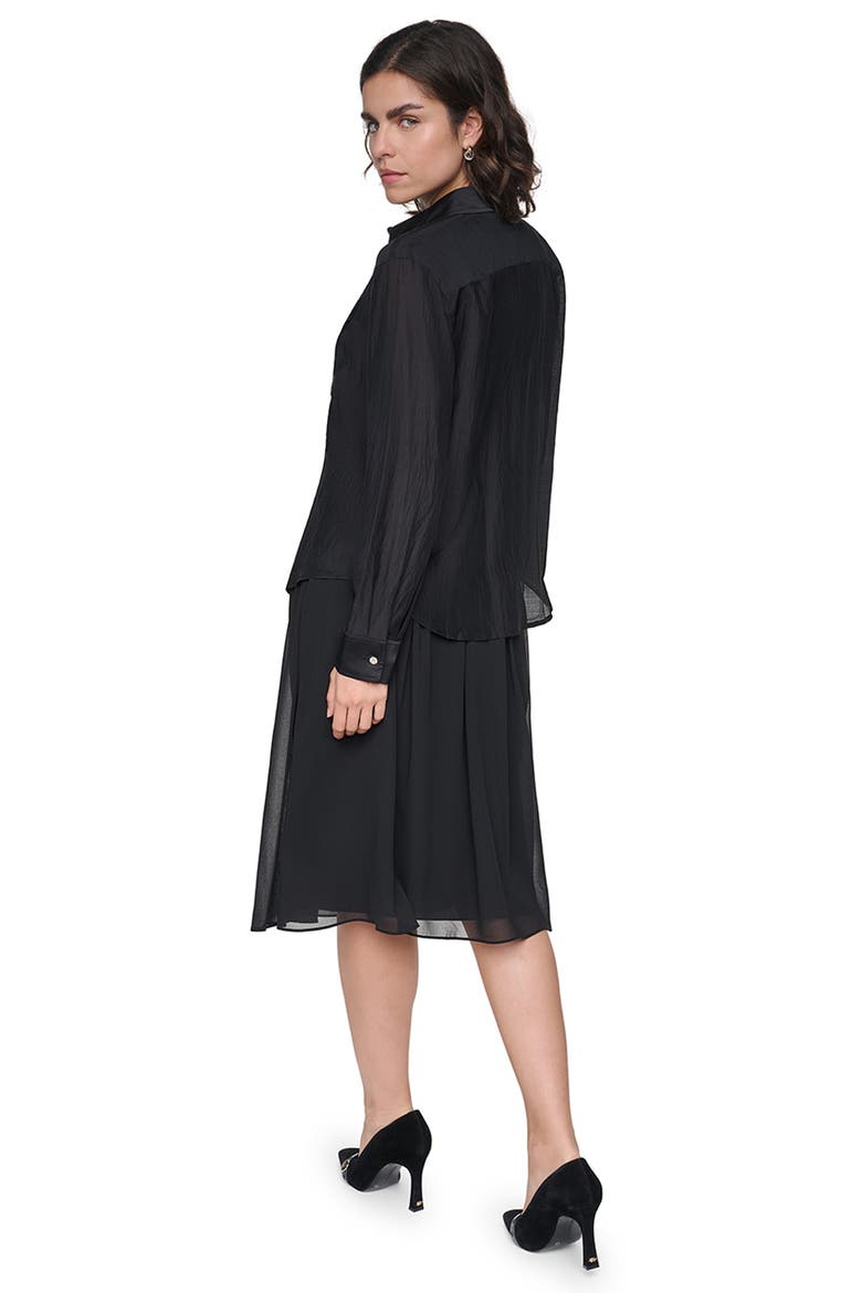 Velvet Bib Button Down Shirt, Alternate, color, BLACK