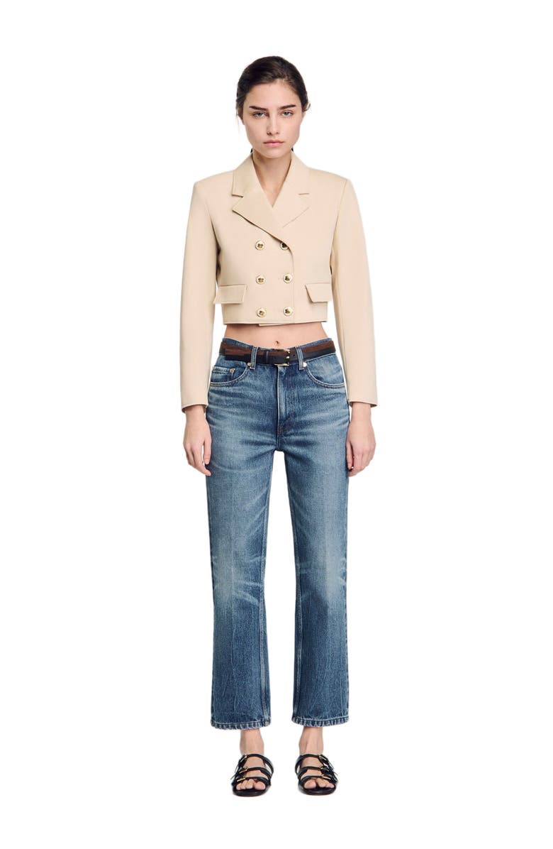 SANDRO Cropped buttoned jacket, Main, color, 