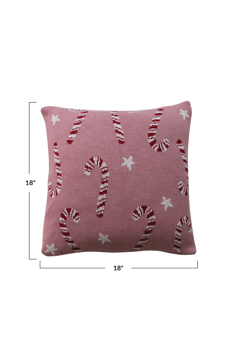 Candy Cane Knit Cotton Pillow, Alternate, color, Multicolor