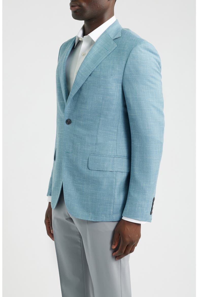 Aqua Blue Slub Wool Blend Twill Sport Coat, Alternate, color, LIGHT BLUE