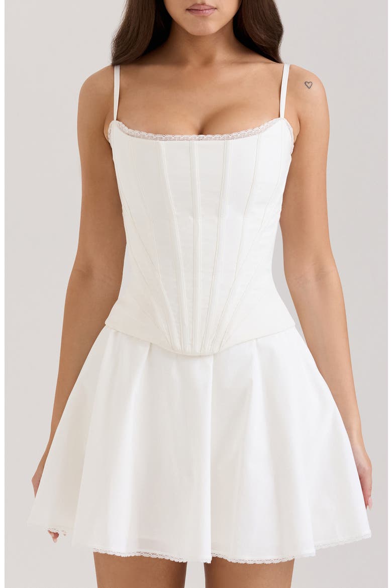 Celia Lace Trim Miniskirt, Alternate, color, WHITE