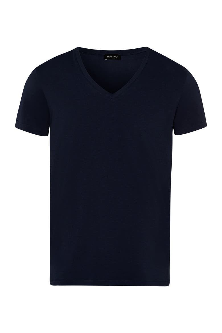 Cotton Superior Fitted V-Neck Cotton T-Shirt, Main, color, Midnight Navy