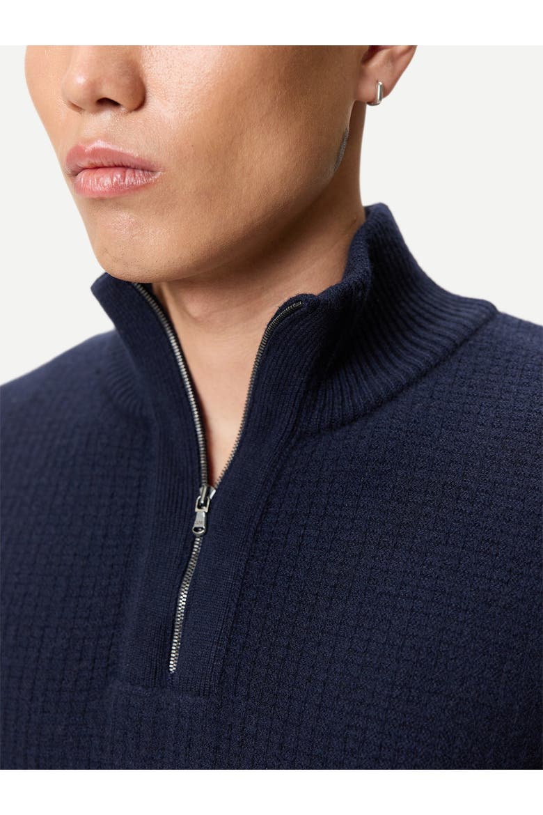 Men's Cashmere Waffle Knit Half-Zip Sweater, Alternate, color, navy blazer