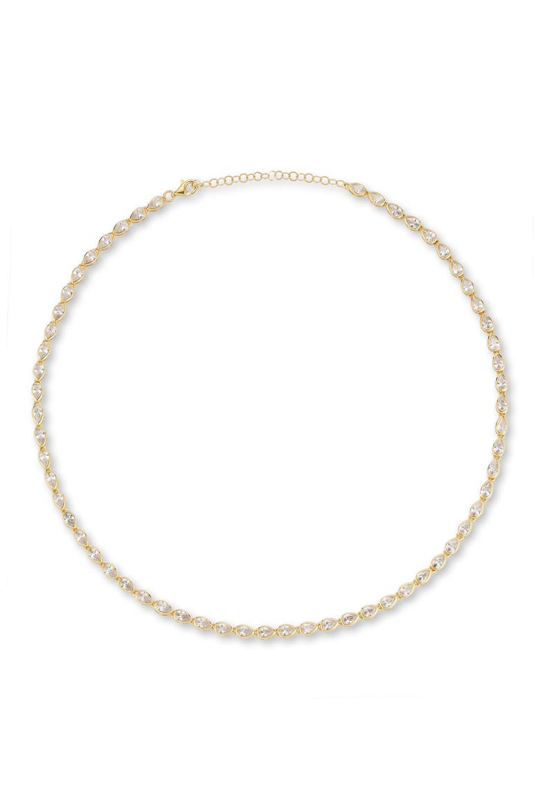 Pear Cut Cubic Zirconia Tennis Necklace, Alternate, color, GOLD