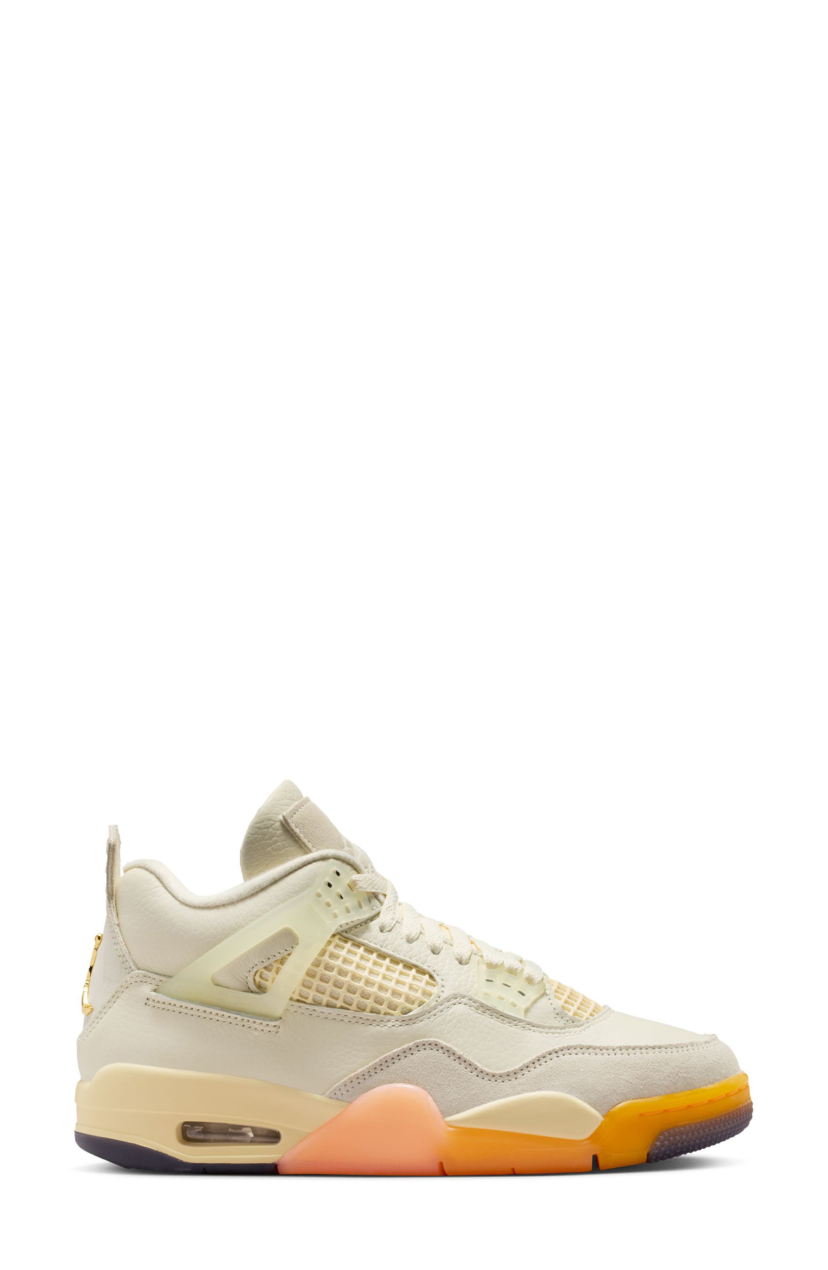 Air Jordan 4 Retro Basketball Sneaker, Alternate, color, COCONUT MILK. METALLIC GOLD