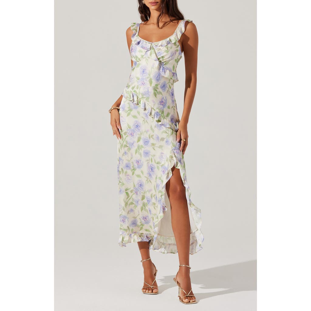 Astr The Label Rosalina Floral Side Slit Dress