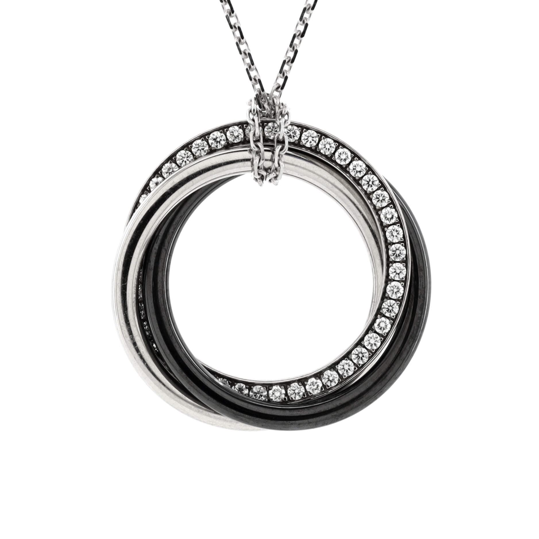 Trinity Pendant Necklace 18K White Gold with Diamonds and Ceramic Small, Main, color, Metallic Gold