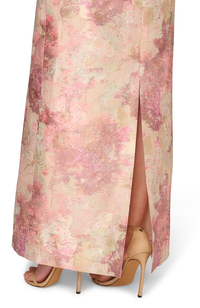 Aidan Mattox Print Jacquard One-Shoulder Gown, Alternate, color, 