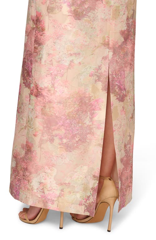 Aidan Mattox Pleated One-shoulder Metallic Jacquard Gown