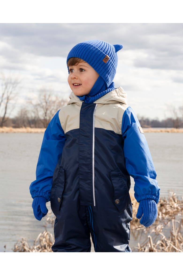 Boy Rib Knit Mittens with Cord, Alternate, color, Royal Blue