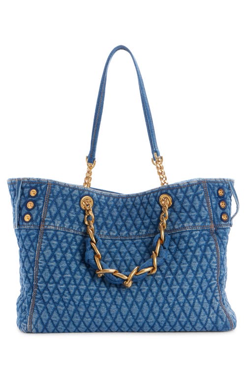BALMAIN BALMAIN 1945 SOFT CABAS QUILTED DENIM TOTE 