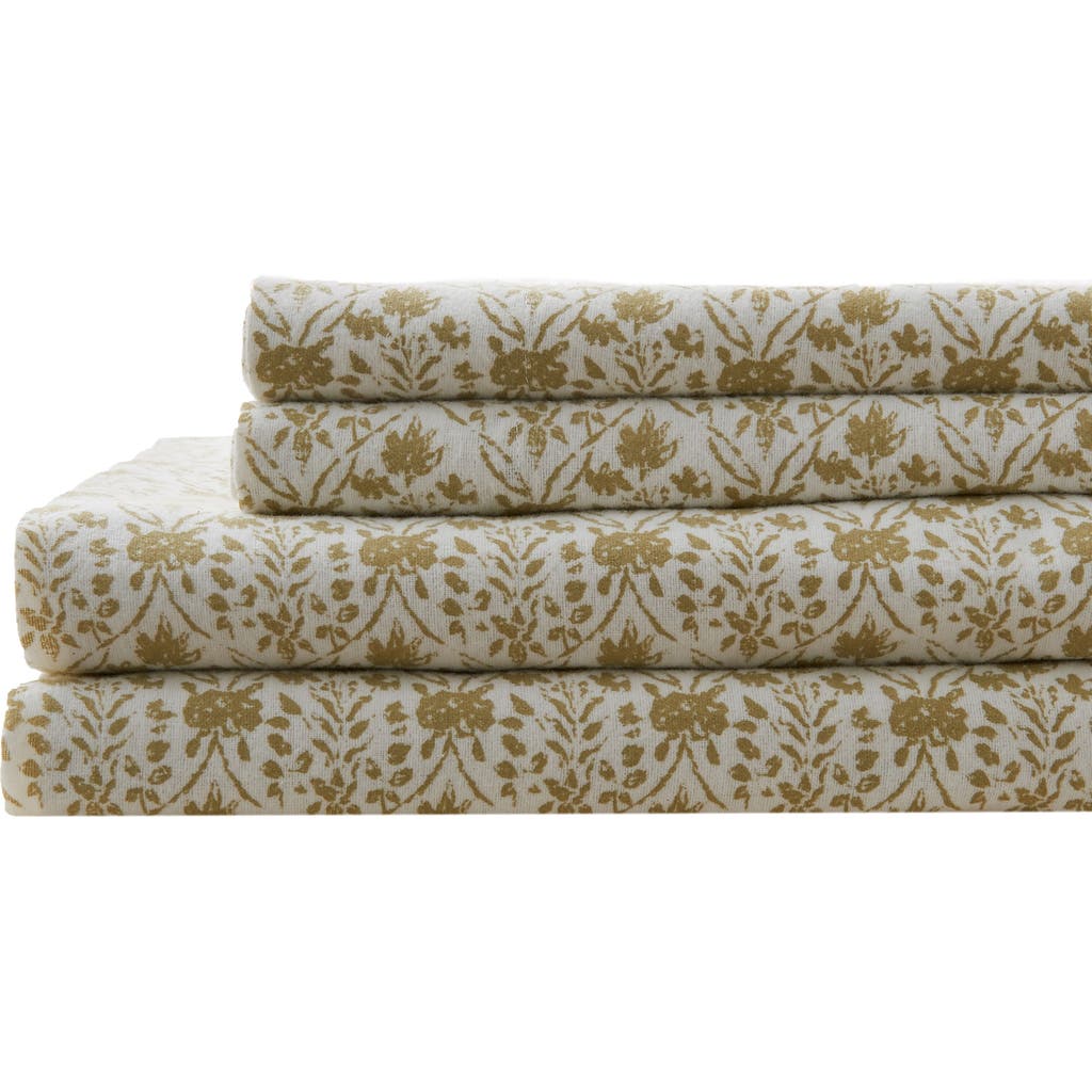 Patina Vie Maison Patine Vie Flannel Sheet Set In Geo Floral Mustard
