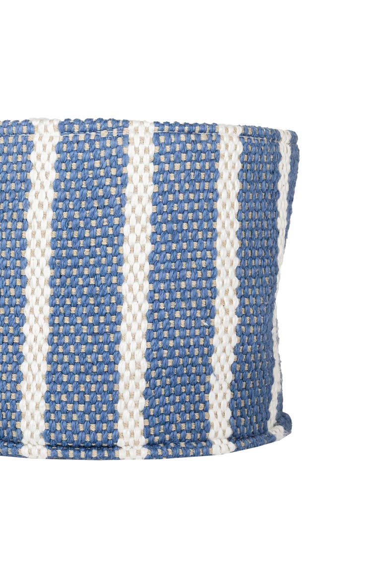 Set of 2 Hand Woven Bins Blue Striped Cotton, Alternate, color, Blue