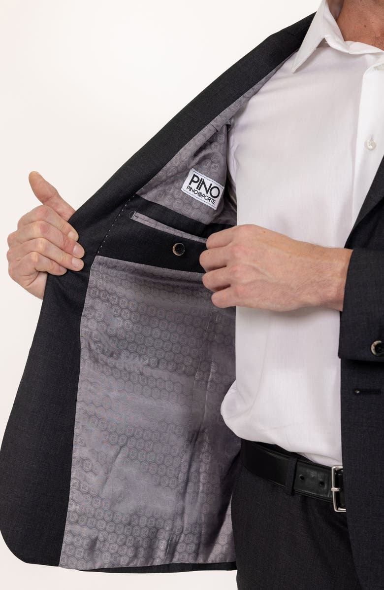 PINO BY PINOPORTE Solid Stretch Wool Suit, Alternate, color, Charcoal