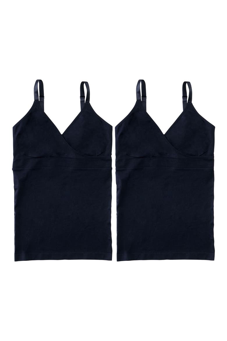 2-Pack Nursing Surplice Camisoles, Main, color, BLACK / BLACK