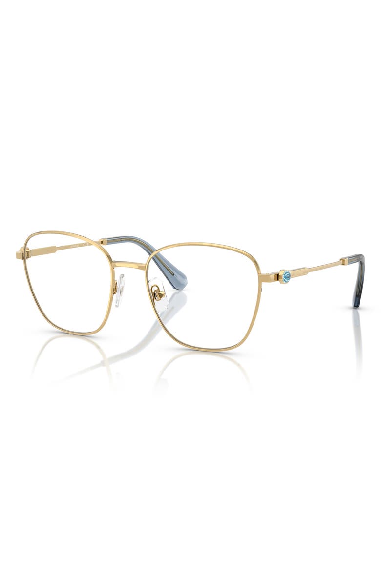 Swarovski 52mm Square Optical Glasses, Alternate, color, Shiny Gold