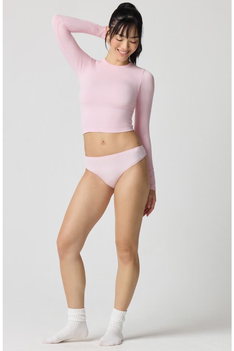 Softie Seamless Long Sleeve Crop T-Shirt, Alternate, color, BALLET SLIPPER