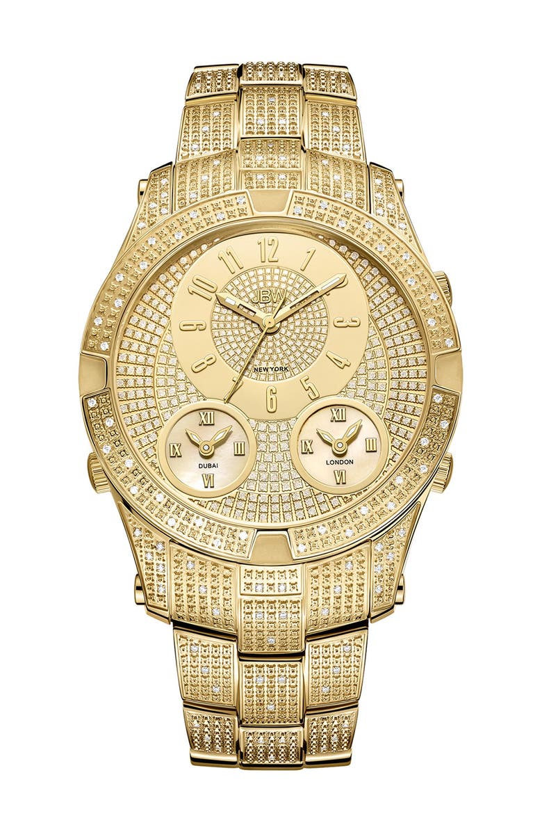 JBW Jet Setter III Diamond Bracelet Watch, 46mm, Main, color, Gold
