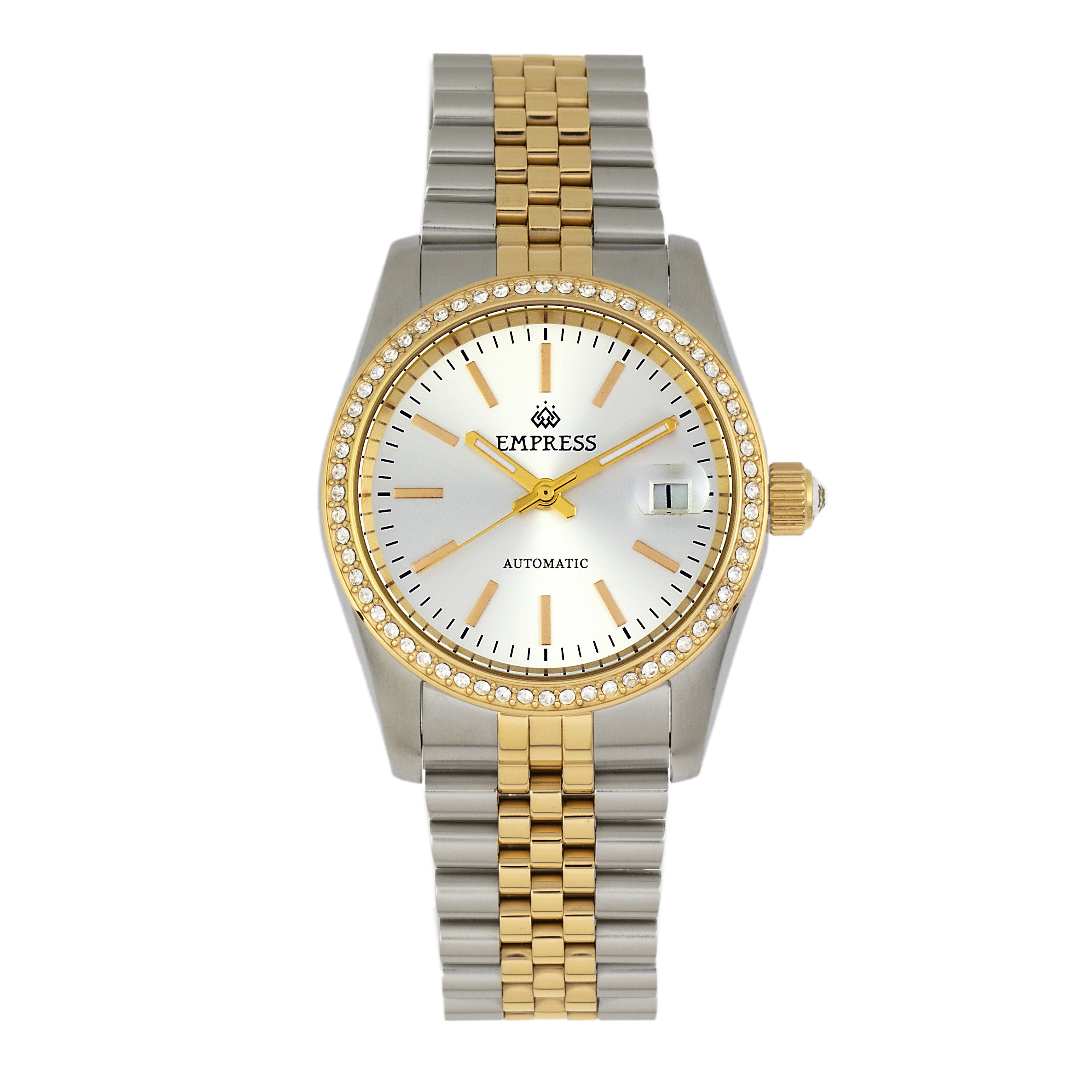 Empress Constance Automatic Bracelet Watch with Date in Metallic Gold 