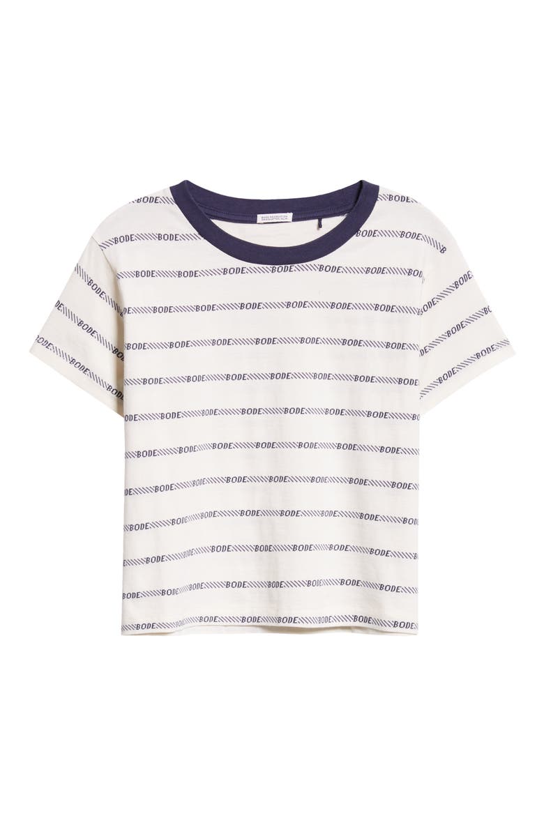 Rec Jacquard Stripe Cotton Logo T-Shirt, Alternate, color, WHITE MULTI