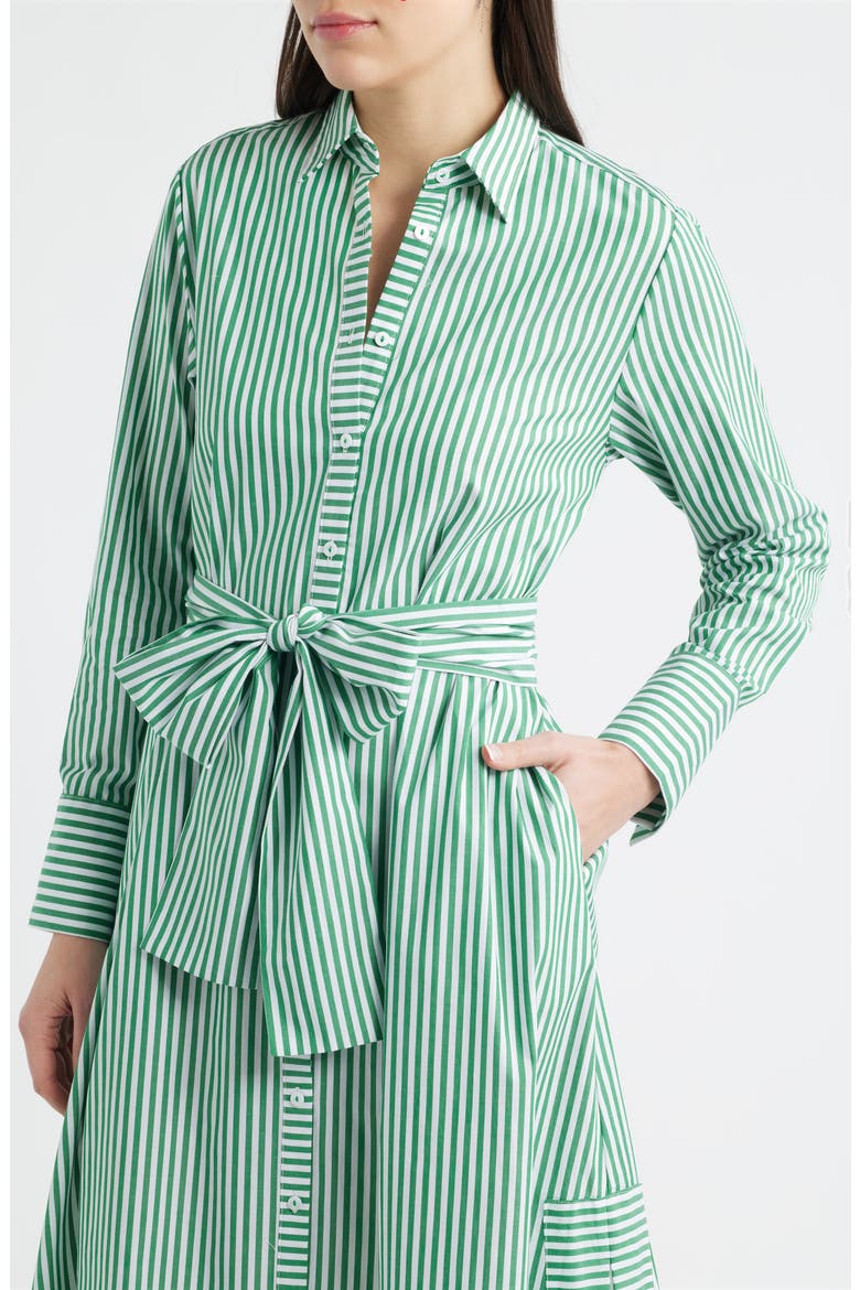 Sybil Stripe Long Sleeve Cotton Shirtdress, Alternate, color, PEA GREEN STRIPE