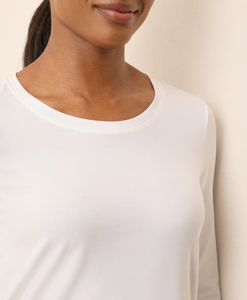Pact Luxe Stretch Jersey Swing Long Sleeve Tee In White
