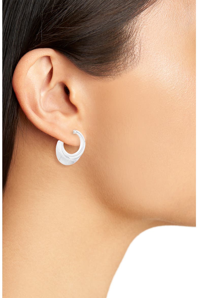 Bellevue Asymmetric Huggie Hoop Earrings, Alternate, color, SILVER