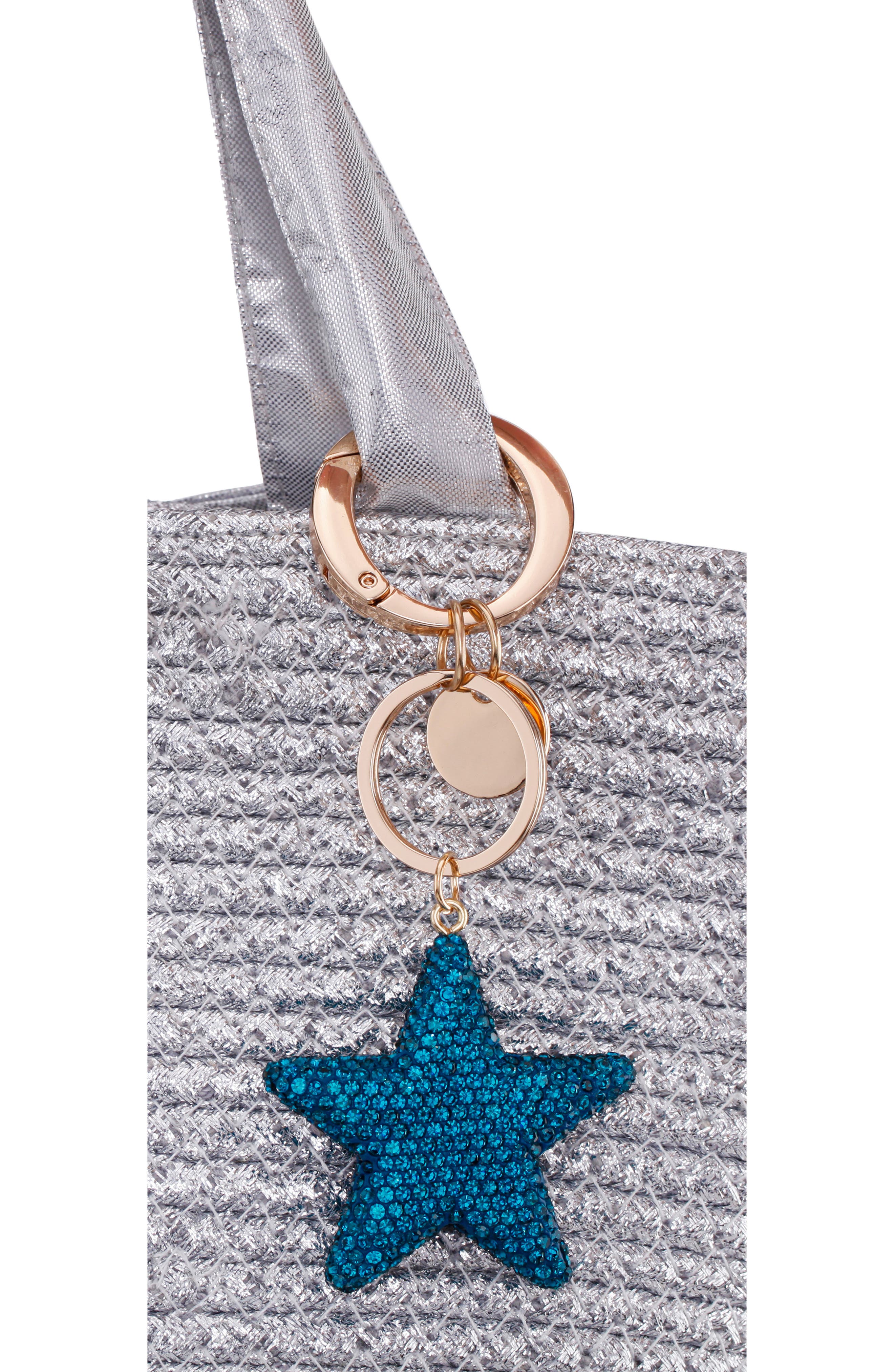 Nina Crystal Embellished Star Bag Charm, Alternate, color, Blue