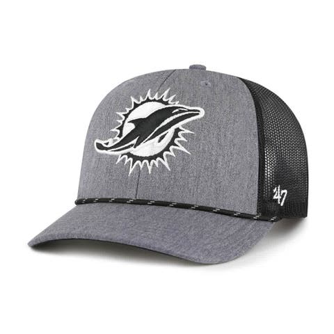 Men's '47 Heather Charcoal Miami Dolphins Carbon Rope Trucker Adjustable Hat