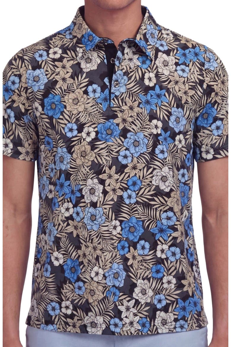 Tropical Mix Mens Knit Polo, Alternate, color, TROPICAL MIX BLACK
