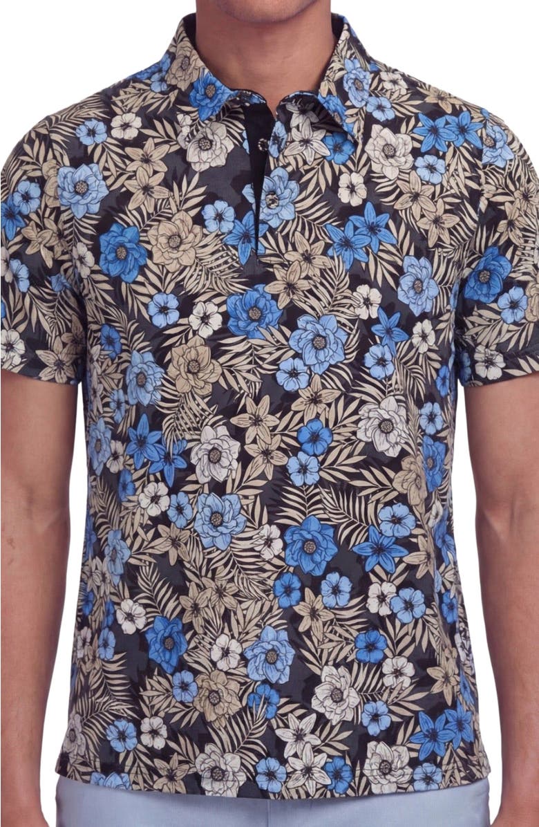Lords of Harlech Tropical Mix Mens Knit Polo, Alternate, color, Tropical Mix Black