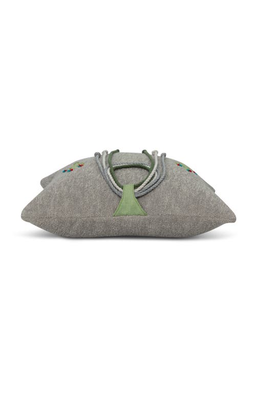Elaine Smith Desert Bloom Hand Appliqued & Knotted Indoor & Outdoor Woven Accent Pillow