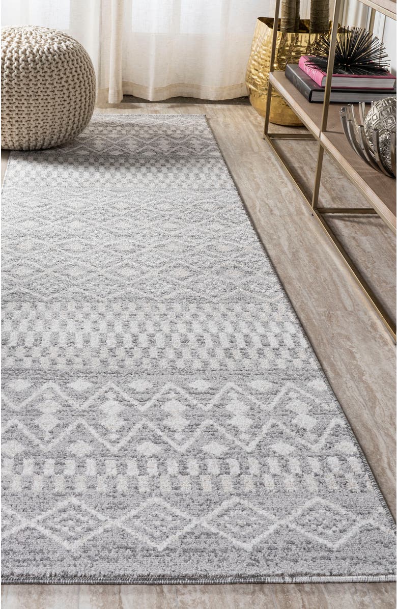 JONATHAN Y Ifrane Berber Geometric Stripe Area Rug, Alternate, color, Gray/Cream