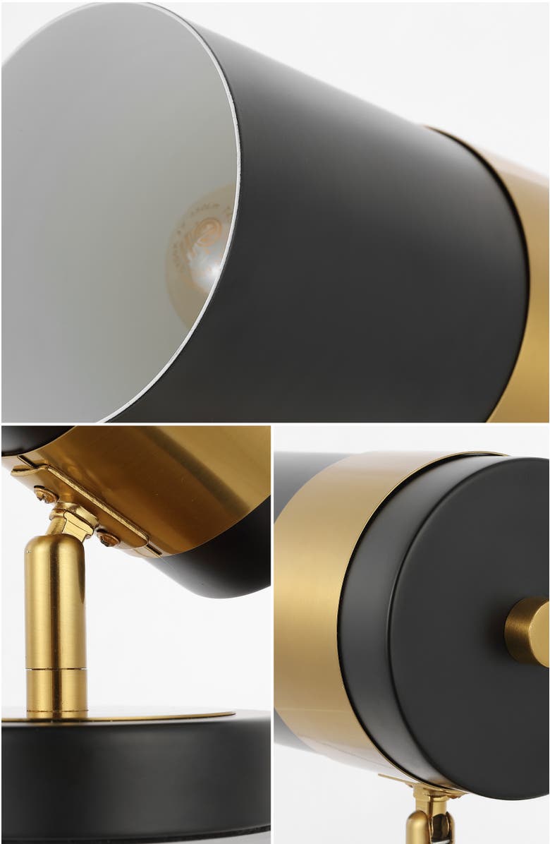 JONATHAN Y Astra 9.25" Modern Industrial Iron Adjustable Indoor LED Floor Spotlight, Black/Brass Gold, Alternate, color, Black/Brass Gold