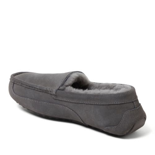 Dearfoams Fireside Melbourne Genuine Shearling Moccasin Slipper In Grey Solid