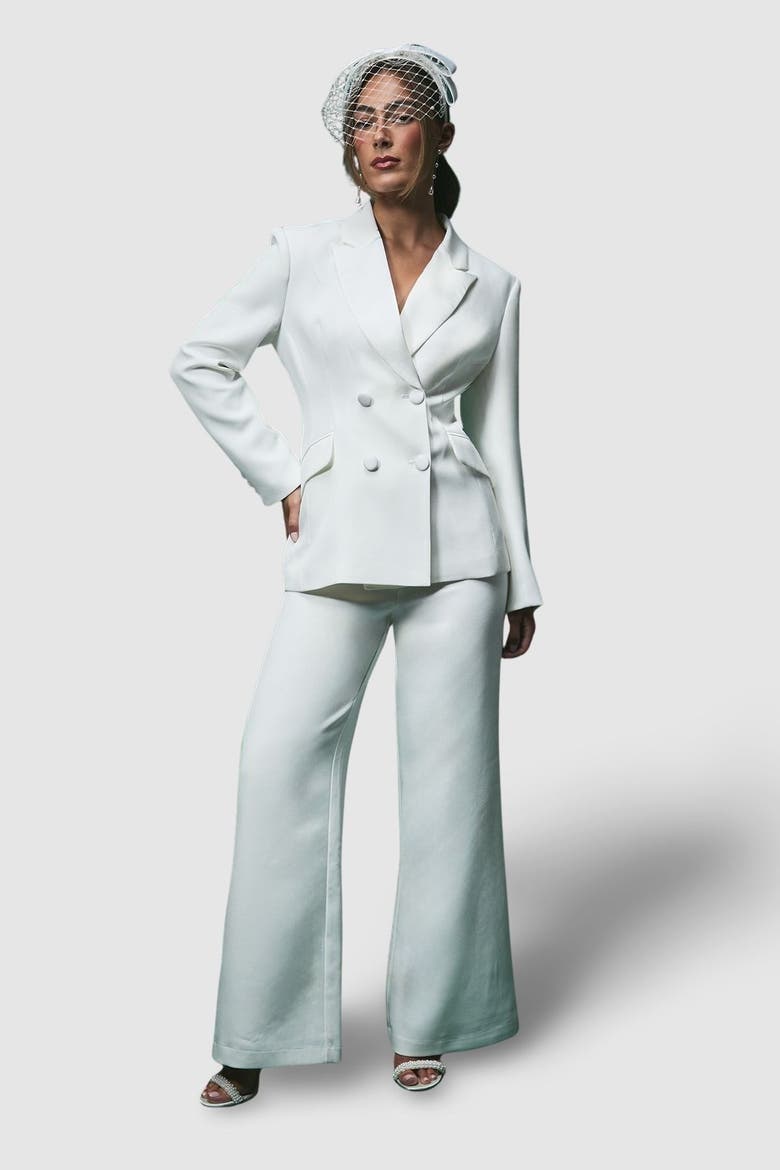 Bridal Tailored Wide Leg Trousers, Alternate, color, Ivory