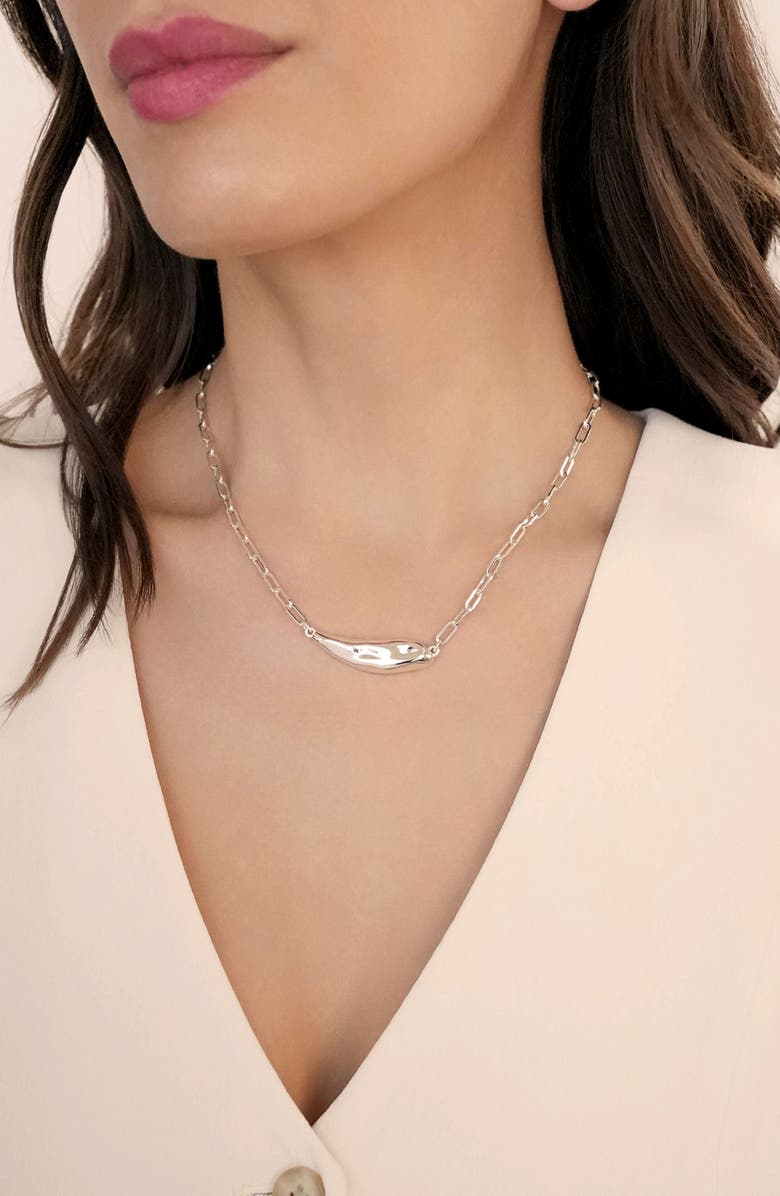 Ettika Metallic Flow Pendant Necklace, Alternate, color, Silver