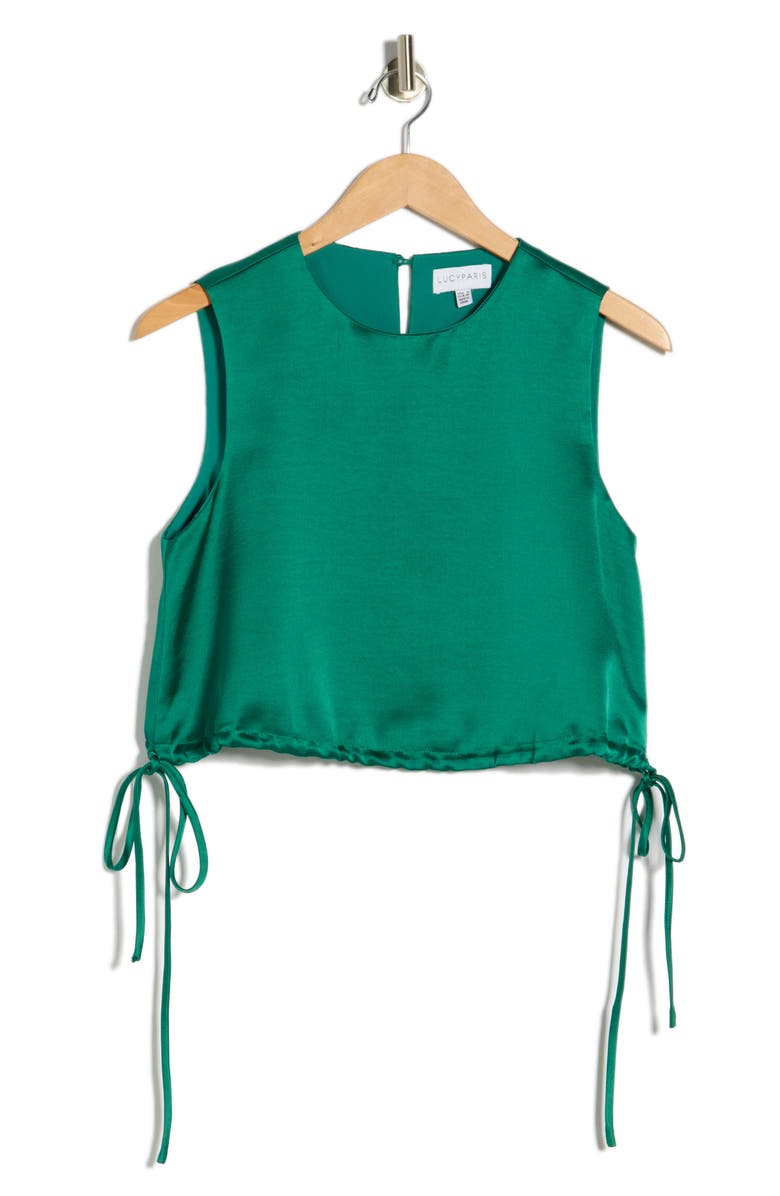 Lucy Paris Thora Side Tie Sleeveless Crop Top, Alternate, color, Emerald