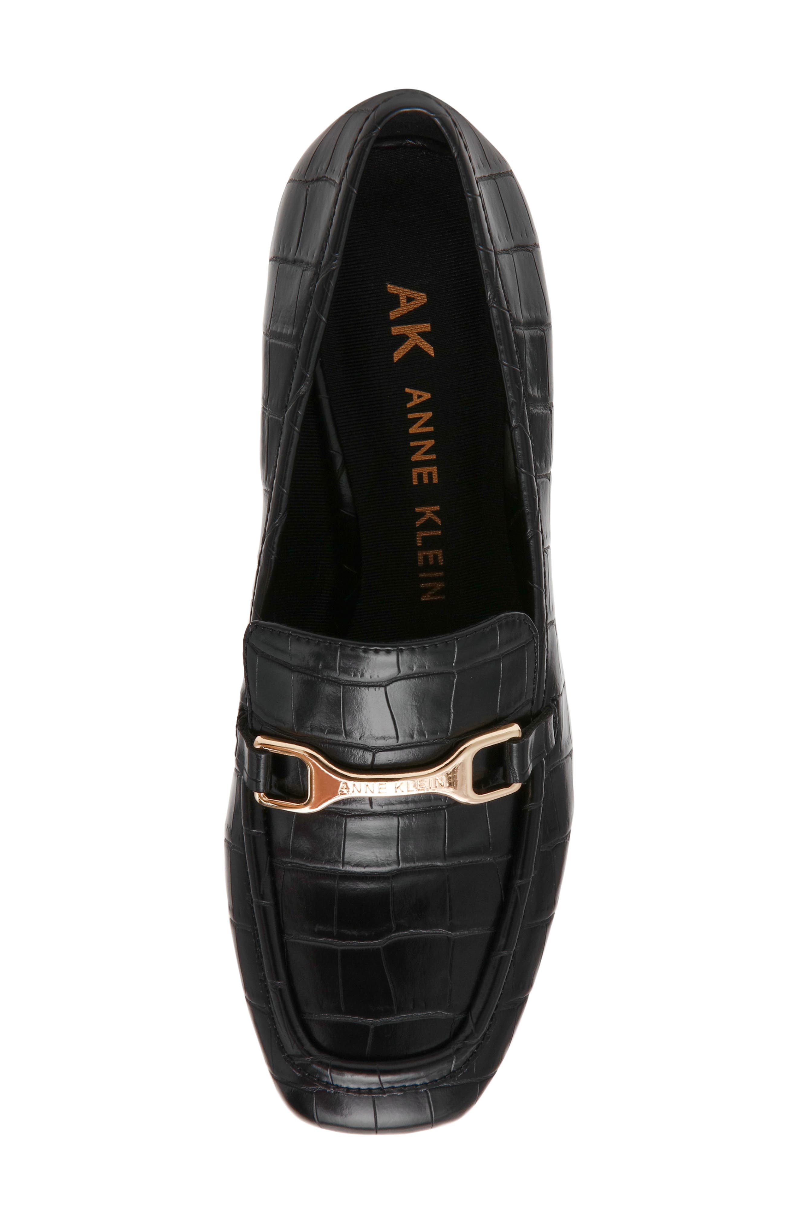 Telia Faux Leather Loafer Pump, Alternate, color, BLACK CROCO PATENT PU