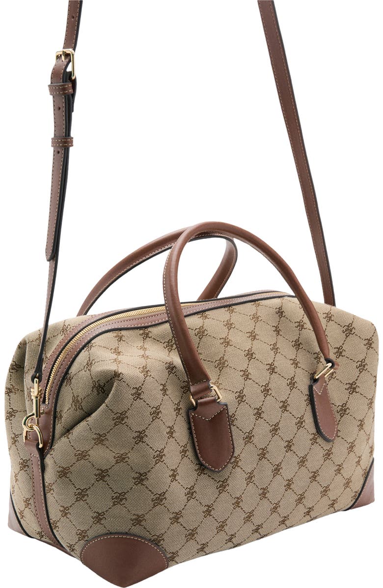 MANGO Logo Jacquard Bowling Bag, Alternate, color, Leather