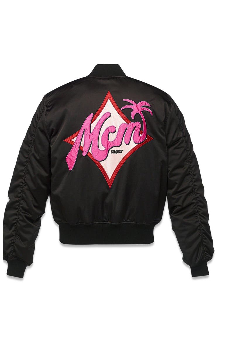 x SNIPES Satin Bomber Jacket, Alternate, color, Black