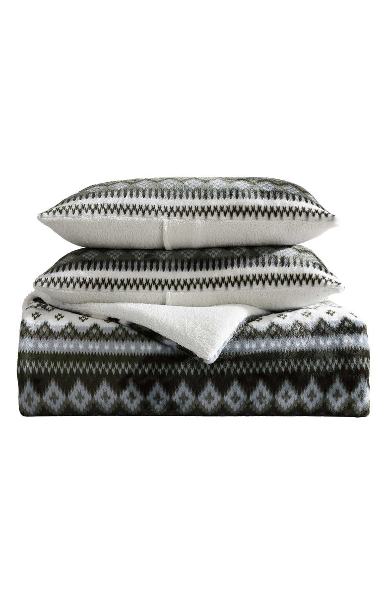 Eddie Bauer Shelton Fair Isle Comforter Set, Main, color, Dark Green