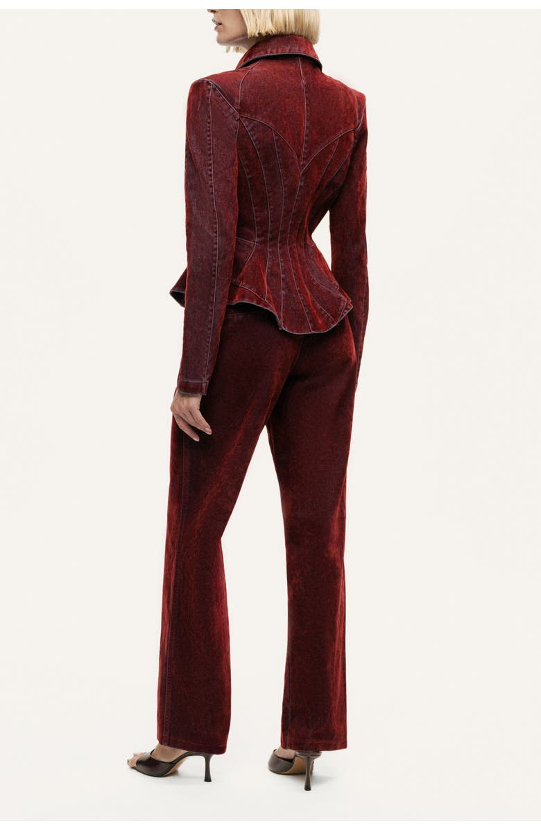 Nocturne Velvet Straight-Leg Pants, Alternate, color, Burgundy