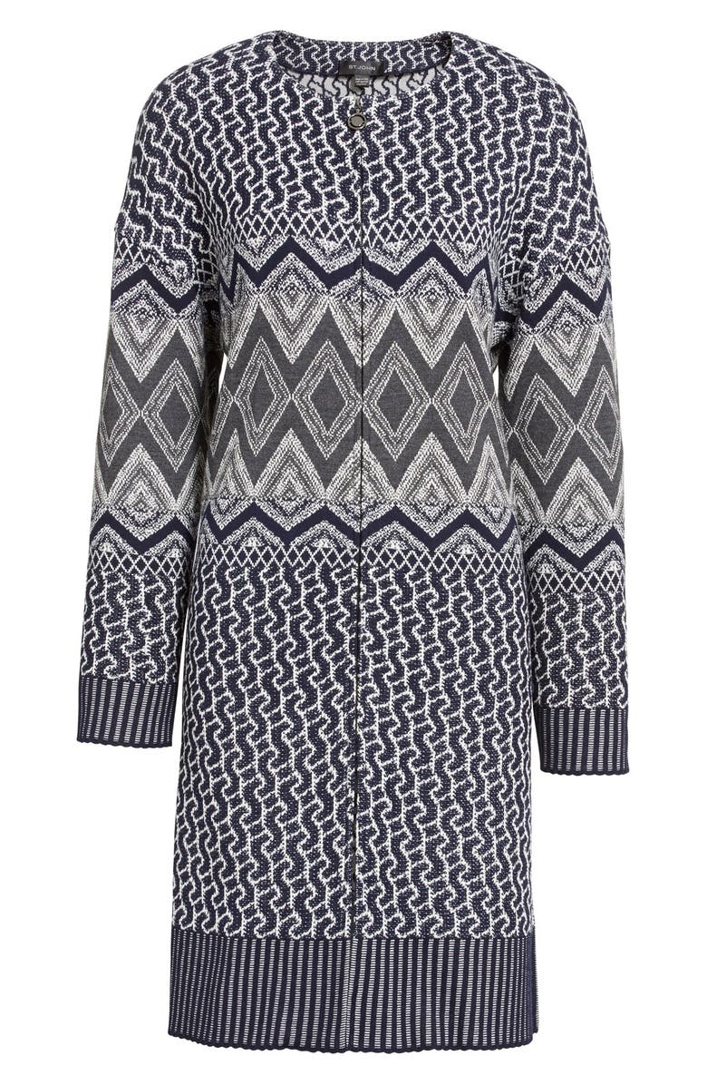 St. John Collection Diamond Knit Wool Blend Topper, Alternate, color, 