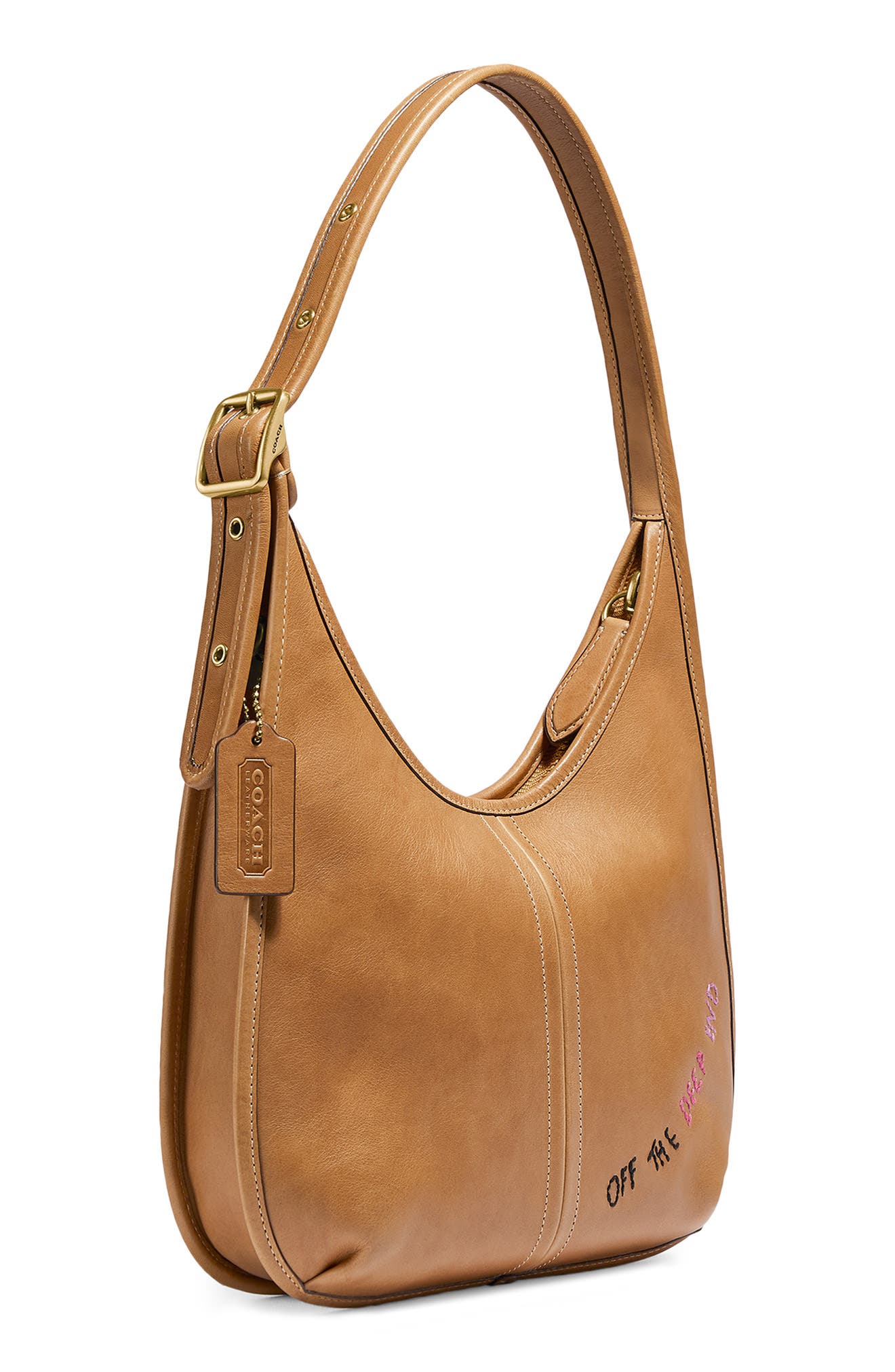 The Coach Originals Ergo Embroidered Leather Shoulder Bag, Alternate, color, BRASS/ TUMERIC ROOT