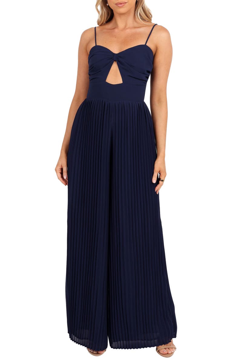 Petal & Pup Alice Pleated Wide Leg Jumpsuit, Main, color, Navy