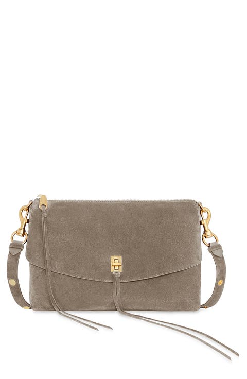 Darren Top Zip Suede Shoulder Bag