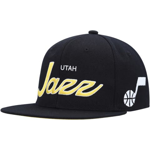 Men's Mitchell & Ness Black Utah Jazz Hardwood Classics Script 2.0 Snapback Hat